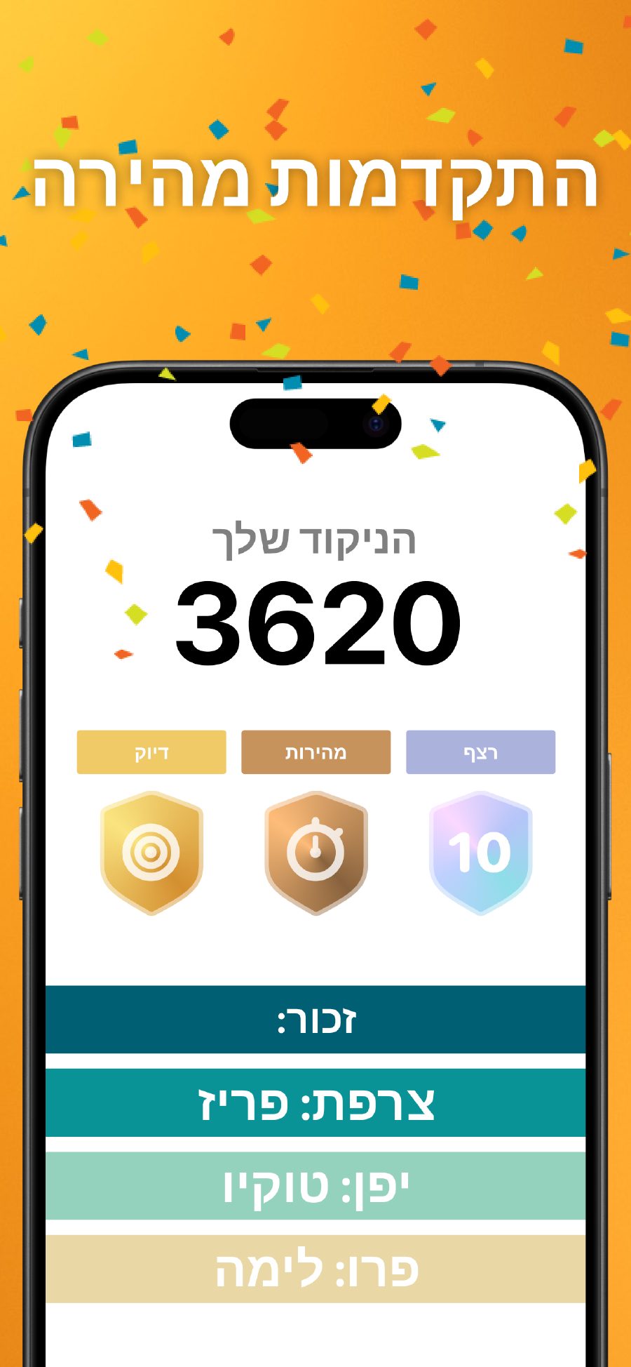 עקבו אחר ההתקדמות עם ניקוד והישגים
